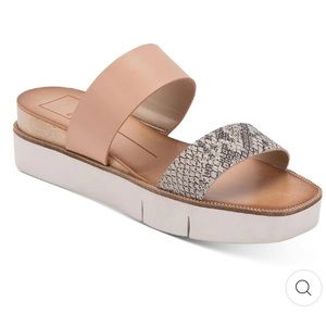 DOLCE VITA Beige Snakeskin 1/2" Platform Parni Square Toe Leather Sandals